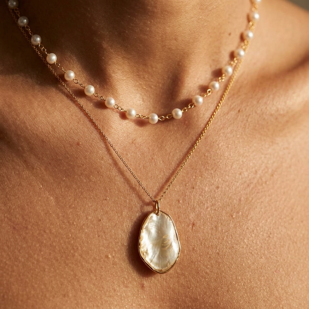Layered Shell Pendant Necklace ~ Talum