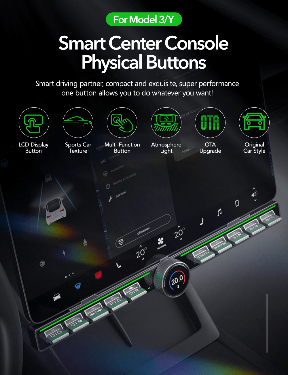 TESERY Toggle Physical Buttons for Model 3 Highland / Model Y Juniper