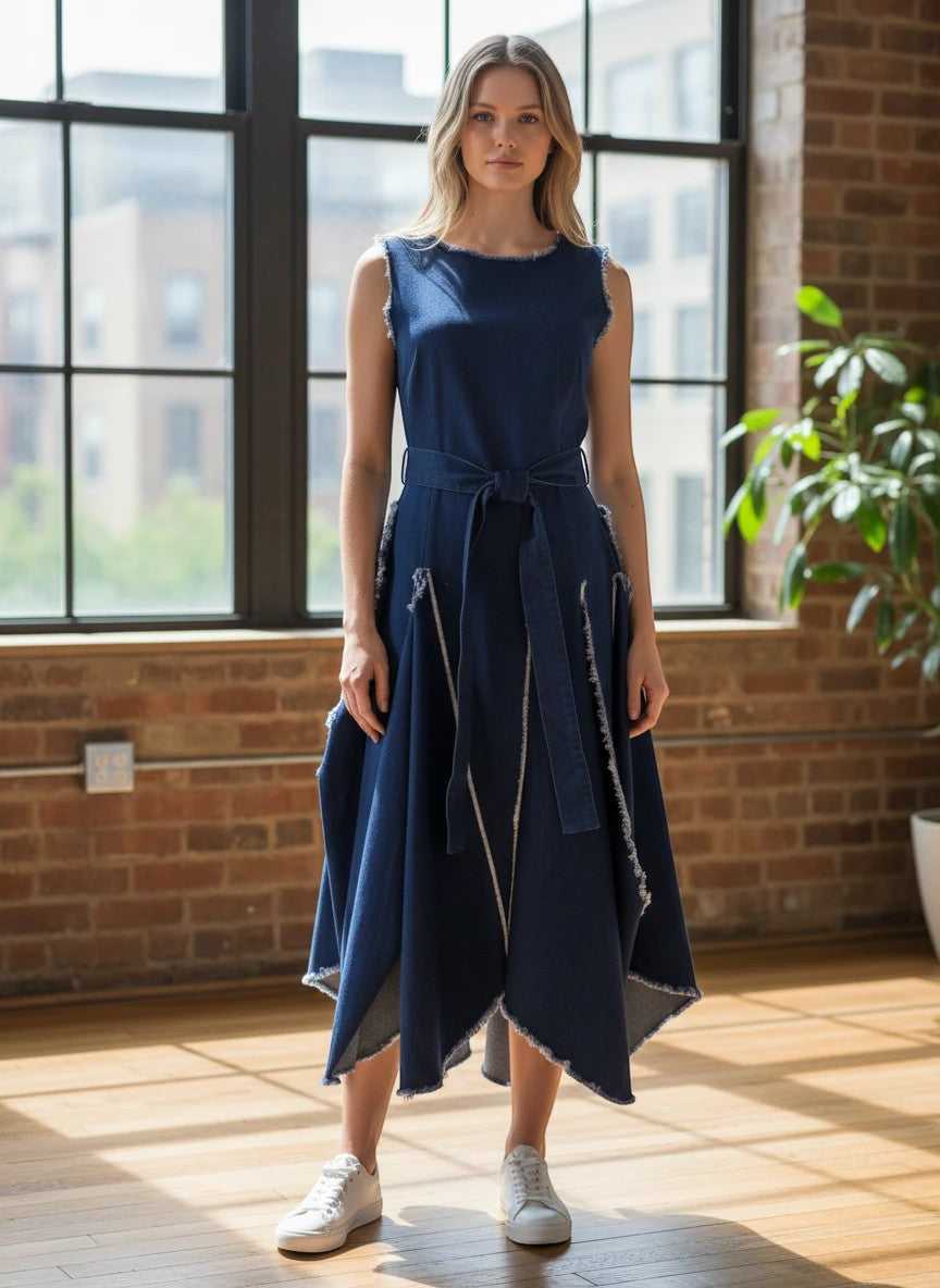 Samuel Dong Stretch Denim Dress S23019