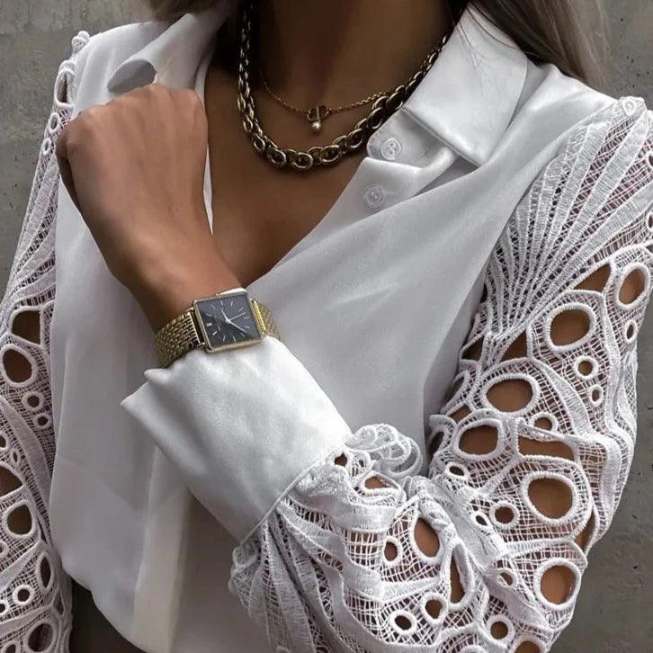 Timeless Beauty Lace Satin White Blouse