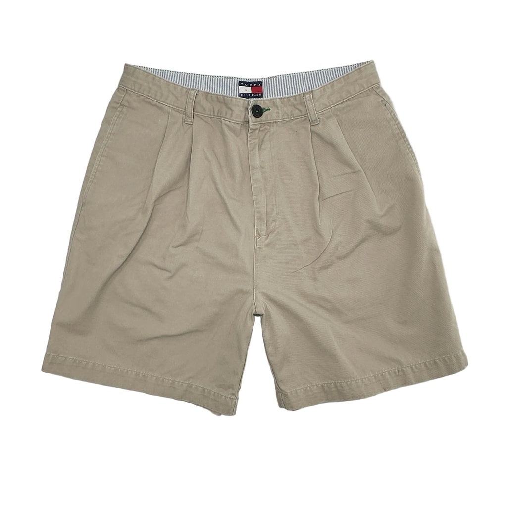 Tommy Hilfiger Vintage Y2K Cotton Pleated Khaki Shorts - 34x7