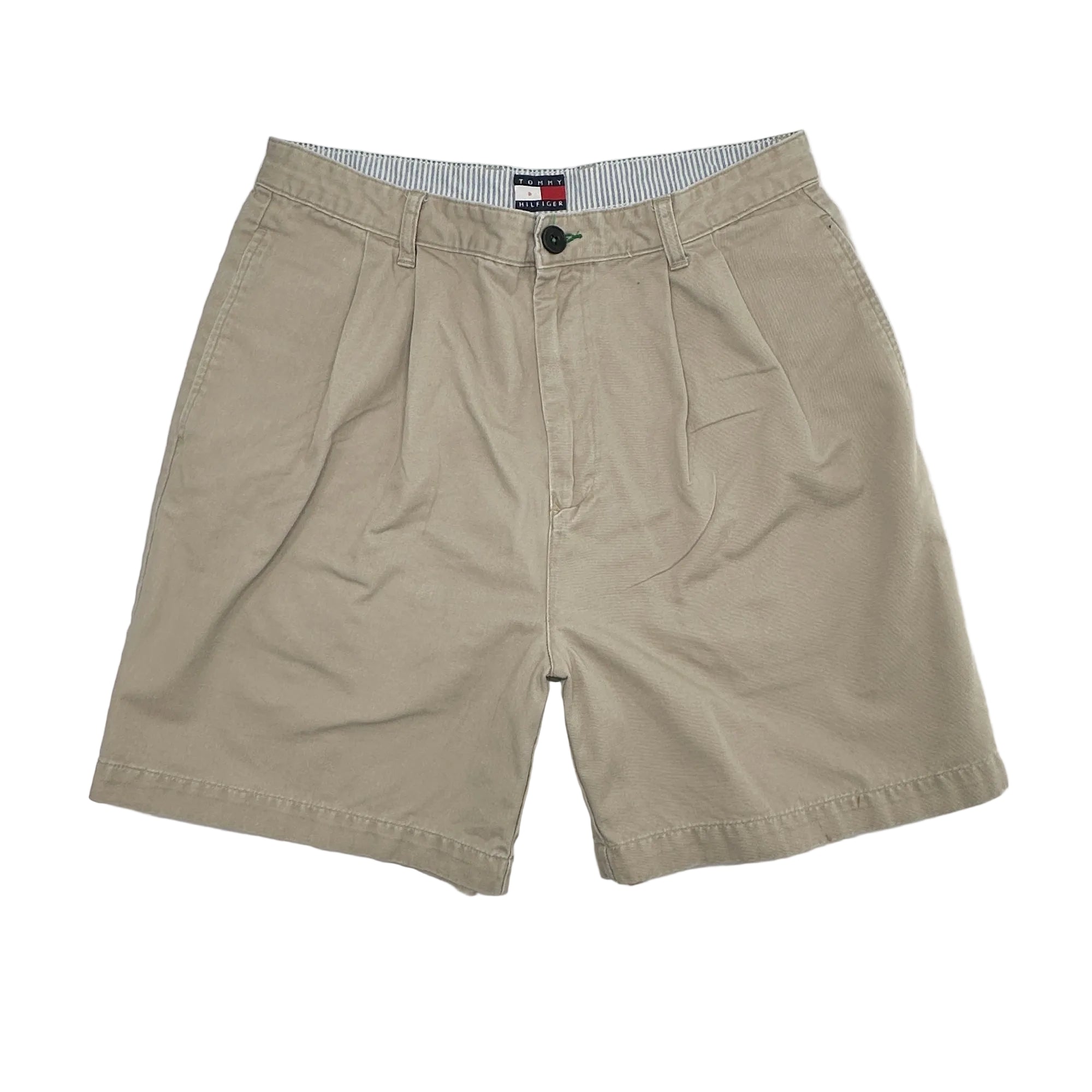 Tommy Hilfiger Vintage Y2K Cotton Pleated Khaki Shorts - 34x7