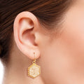 Initial T Hexagon Earrings Stylish Statement Jewelry