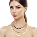 Layered 3-Layer Gold Chain and Pearl Statement Necklace, Trendy Chic Jewelry
