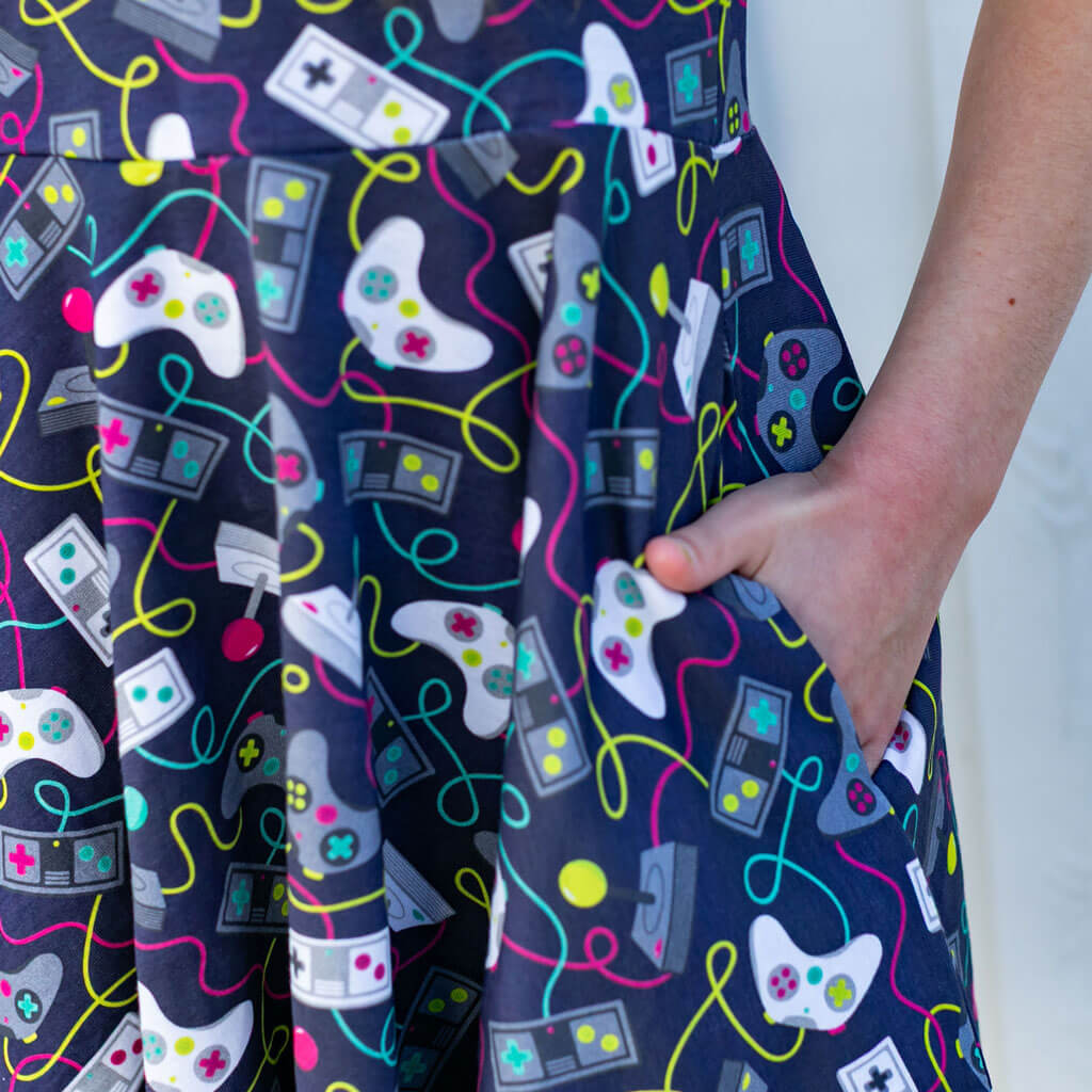 Video Game Controllers Super Twirler Dress with Pockets
