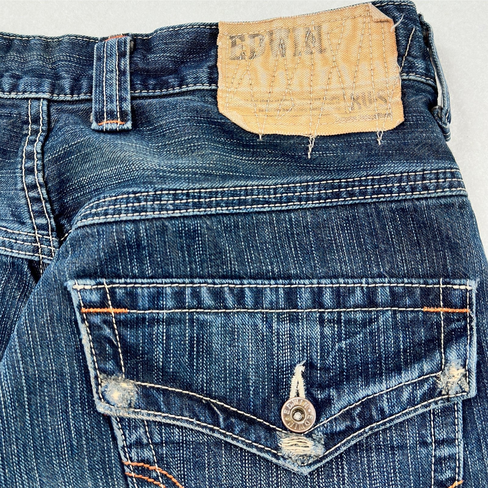 Edwin Vintage Distressed Denim Jean Shorts - 34