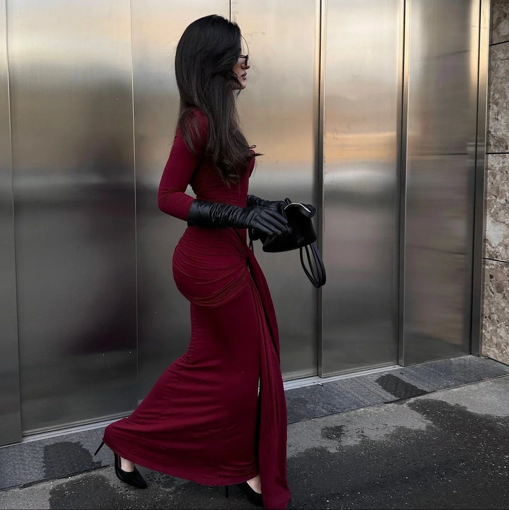 Zola Twist Detail Burgundy Maxi Dress